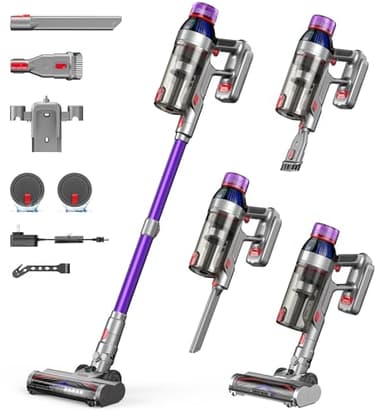 Cordless Stick Vacuum Cleaner for Home: 550W 45KPa Powerful Suction with HEPA Filter,55 Min Runtime, LED Display, Anti-Tangle Brush,Rechargeable Battery,Lightweight for Pet Hair,Carpets & Hard Floors