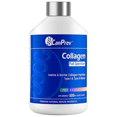 CanPrev Collagen Full Spectrum Blend, 500ml Liquid 33-Servings - Marine and Bovine Collagen Peptides - Helps Build Healthy Skin, Strong Bones, Muscles, Cartilage and Joints - Non-GMO and Gluten-Free