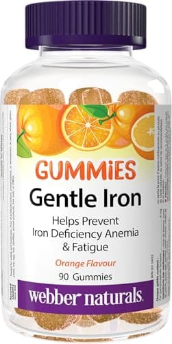 Webber Naturals Gentle Iron Gummies, 90 Gummies, Non-Constipating, Helps Prevent Iron Deficiency Anemia, Vegan
