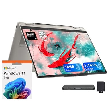 Lenovo Yoga 7 14" WUXGA 2-in-1 Touchscreen Laptop, AMD Ryzen AI 5 340, 16GB LPDDR5X, 1.16TB Storage (1TB SSD+160GB Docking Station), Copilot+ PC, Backlit Keyboard, WiFi 7, Win 11 Pro, Seashell
