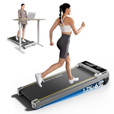 YPOO Walking Pad with Incline, Walking Pad Treadmill for Home and Office, 300 Lbs Portable Treadmill with Incline, Under Desk Compact Installation-Free Treadmills with LED Display & APP