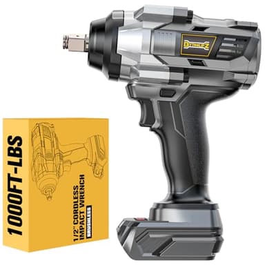 DIYtoolifz 1/2 inch Impact Wrench 1000Ft-lbs(1360N.m) Compatible with DeWalt 20v, Cordless High Torque 1/2'' Impact Driver with 4-Modes, LED Light, Brushless Impact Gun Car/Truck/Mower(Bare Tool)