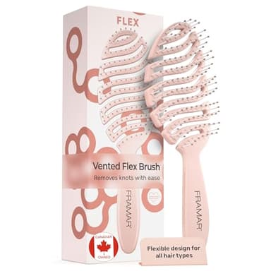FRAMAR Flex Detangling Hair Brush – Wet Hair Brush For Women, Hairbrush Women, Wet Detangler Brush For Curly Hair, Hair Brush For Blow Drying, Curly Hair Brush, Brosse a Cheveux – Vented Champagne
