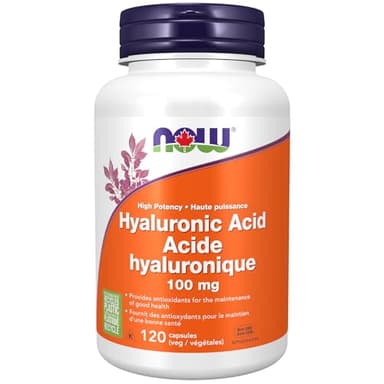 NOW Supplements, Hyaluronic Acid 100 mg, Double Strength with L-Proline, Alpha Lipoic Acid and Grape Seed Extract, 120 Veg Capsules