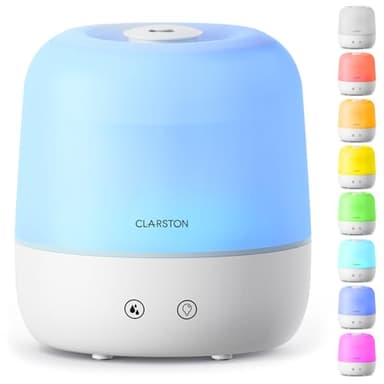 Clarston Humidifiers for Bedroom, 2L Top Fill with 360° Nozzle for Large Room, 7-Color Night Light, 24dB Quiet Cool Mist Air Humidifier for Baby Nursery & Plants, No BPA, Auto Shut Off, Easy to Clean