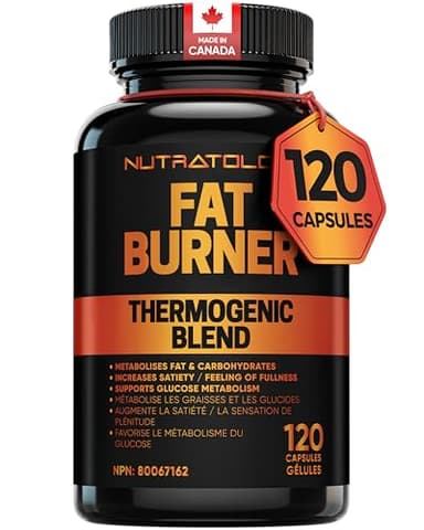 Nutratology Thermogenic Fat Burner | Canadian-Made | Metabolizes Carbohydrates & Fats - Appetite Suppressant That Helps Satiety - Weight Loss Pills for Women & Men - Keto-Friendly - 120 Capsules