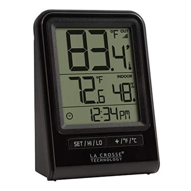 La Crosse Technology 308-1409BT-CBP Wireless Temperature Station with Time, Black