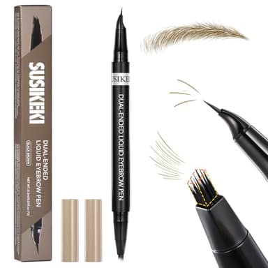 Dual-Ended Microblading Eyebrow Pencil for Women, 2 in 1 Liquid Eyebrow Pencil with Curved Tip and 4D Brow-Fection Microblading Pen, Shaped Fill HairLike Waterproof Lasting Eyebrows (01 Light Brown)