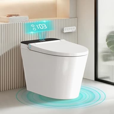 Bazyths Smart Toilet with Built-in Tank & Bidet Auto Open/Close Foot Sensor Flush Dryer Heated Seat Soft Close Elongated One-Piece, 12" Rough in (ZY695A)