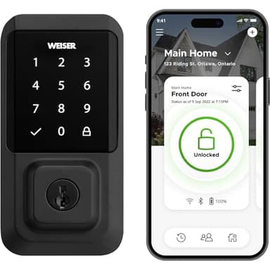Weiser Halo Matte Black WiFi Smart Lock, Keyless Entry Door Lock, Touchscreen Keypad Door Lock, Amazon Alexa & Google Assistant/Google Home Compatible, Deadbolt Lock, Smart Locks for Entry Door