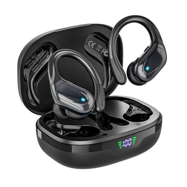 Wireless Earbuds, Sports Bluetooth Headphones, 80Hrs Playtime Ear Buds with LED Power Display, Noise Canceling Headset, IPX7 Waterproof Earphones for Workout/Running(Black)