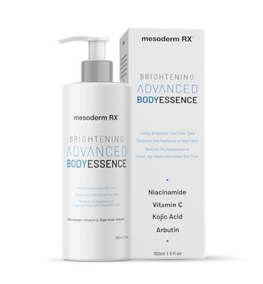 Mesoderm RX Advanced Skin Hydrating Brightening Body Essence, Niacinamide, Kojic Acid, Vitamin C, Hyaluronic Acid, Alpha Hydroxy Acids - Enhance, Smooth, Reduce Dark Spots, Uneven Skin Tone, 150ml.