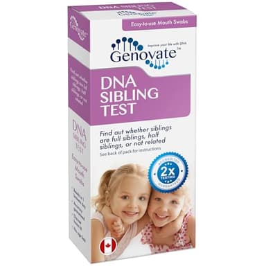 Genovate DNA Sibling Test - 100% Canadian Lab - Results in 1-2 Days - Home DNA Test Kit for 2 Siblings