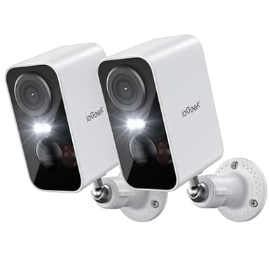 ieGeek Security Cameras Wireless Outdoor 2-Pack, 2K WiFi Surveillance Camera for Home Security, Battery Powered Security Cameras with Siren & Spotlight, AI Detection, IP65 Waterproof, Works with Alexa