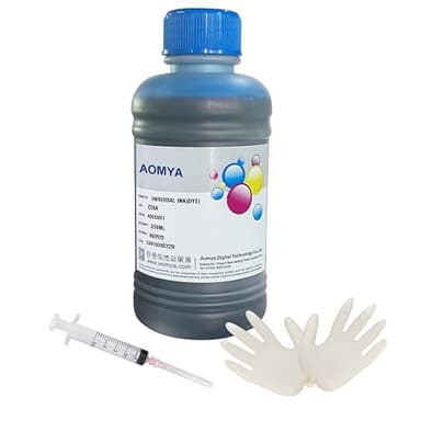Aomya Ink Refill 250ml Universal Black Ink Refill Kit Dye Bulk Ink for HP Epsn Canon Brother Inkjet Printers Refillable Cartridge or CIS CISS System (9oz)(Cyan