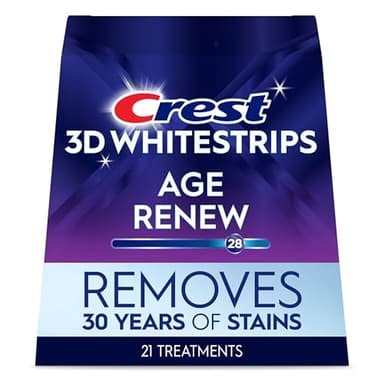 Crest 3D Whitestrips Age Renew At-home Teeth Whitening Kit, 21 Treatments, 28 Levels Whiter