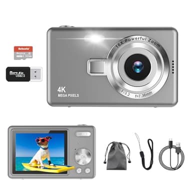 4K Digital Camera, Acbaeta Autofocus 50MP Vlogging Camera with 32G SD Card, 16X Zoom, Flash, Anti-Shake, Compact Portable Small Point and Shoot Digital Camera for Kids Student Teen Adult Beginner