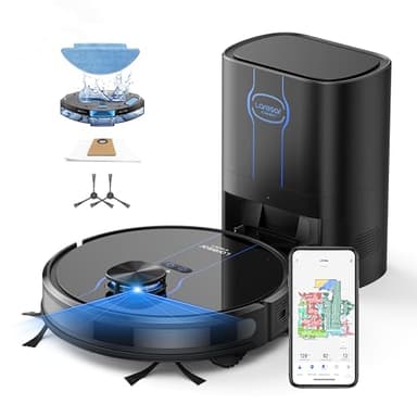 Laresar Clean Robot Vacuums and Mop 5000Pa,3 in 1 Robot Vacuum with 60 Day Self-Emptying Station,Lidar Navigation Mapping,Schedule,Wi-Fi/App/Alexa,Robot Vacuums Ideal for Pet Hair,Hard Floor,Carpet