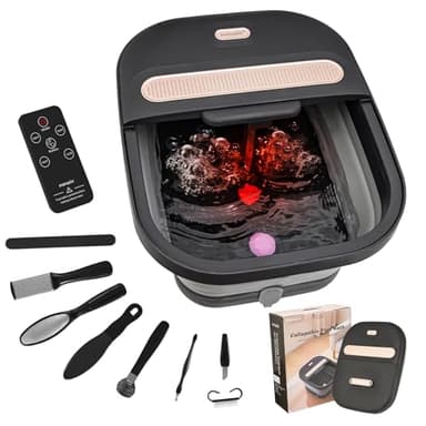 Collapsible Foot Spa Bath with Heat and Massager, Bubble, Temperature Control, Remote Control, Pumice Stone, Pedicure Foot Spa for Relaxation Gift for Women Man