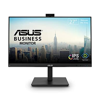 ASUS 27” 1080P Video Conference Monitor (BE279QSK) - Full HD, IPS, Built-in Adjustable 2MP Webcam, Mic Array, Speakers, Eye Care, Wall Mountable, Frameless, HDMI, DisplayPort, VGA, Height Adjustable