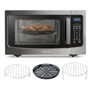 Toshiba ML-EC42P(BS) Multifunctional Microwave Oven with Healthy Air Fry, Convection Cooking, Smart Sensor, Position Memory Turntable, Easy-to-Clean Interiora nd ECO Mode, 1.5 Cu.ft, Cu Ft, Black