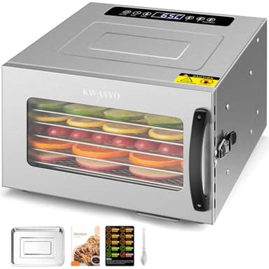 6 Trays Food Dehydrator, All Stainless Steel Dehydrator Raw Food & Jerky Fruit,400W Preserve Food Nutrition Professional Household Vegetable Dryer, with 0-24 Hours Digital Timer