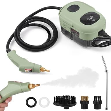 2500W High Pressure Steam Cleaner High Temperature Pressurized Steam Cleaning Machine 1100ml 3 Bar Portable Handheld Steam Cleaners with 3 Brush Heads for Home Use / Car Detailing