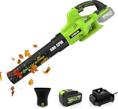 Leaf Blower Cordless 6 Speed Mode, ETOOLAB 590CFM/165MPH Electric Cordless Leaf Blower with 4000mAh Battery and Charger, Battery Powered Leaf Blower for Patio Cleaning, Leaves Blowing, Snow Blowing