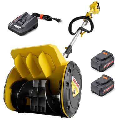 Cordless Brushless Electric Snow Blower Compatible with DEWALT 20V MAX Battery, 40V Dual Battery Powered, 2-Speed Control, 23ft Throw Height, Foldable Shovel with Adjustable Chute, 2 x 4.0Ah Batteries
