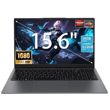 15.6" FHD Gaming Laptop - Ryzen 7 5825U Processor (8C/16T, Up to 4.5GHz), 16GB RAM, 512GB PCle SSD, Laptop Computer with Backlit Keyboard, Fingerprint Unlock, Webcam Switch, Windows11 Pro - Grey
