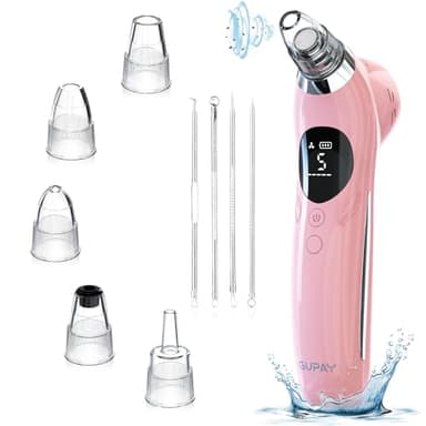 GUPAY Blackhead Remover Pore Vacuum Facial Pore Cleaner Electric Comedone Whitehead Extractor 5 Suction Probes and 5 Suction Levels USB Rechargeable Blackhead Vacuum Kit for Facial Skin Cleaning