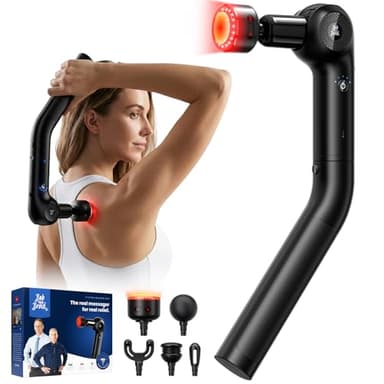 Bob and Brad L7 Ultra Massage Gun with Heat & Infrared, Deep Tissue Percussion Muscle Massager with Detachable Extension Handle, 180° Adjustable for Back & Shoulder, Ideal Gifts for Men Women