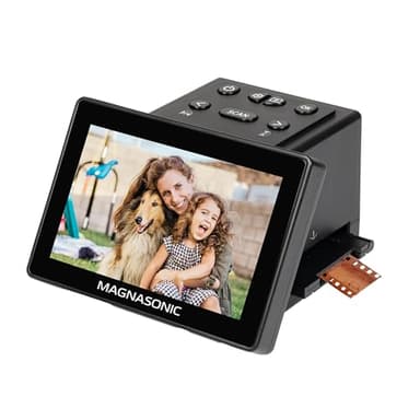 Magnasonic All-in-One 25MP Film Scanner with Large 5" Display & HDMI, Converts 35mm/126/110/Super 8 Film & 135/126/110 Slides into Digital Photos, Built-in Memory (FS70)