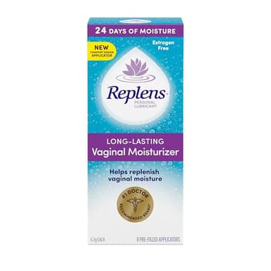 Replens Long-Lasting Vaginal Moisturizer and Lubricant, Replenish internal vaginal moisture, Immediate relief, Paraben free, Estrogen Free, Fragrance Free, 8 Applications, 53.6 g