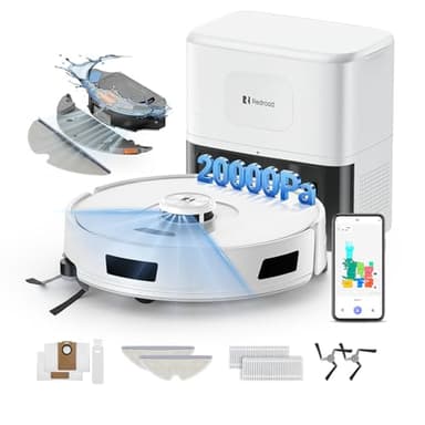 Redroad Robot Vacuum Cleaner 20,000Pa Robot Vacuum Mop,120 Day Self Emptying Vacuum Robot,Lidar Navigation,5G/2.4GWiFi APP Aspirateur Robot,Self-Charging Robot Vacuums for Floor,Carpet,Pet R11White