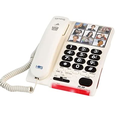 Serene Innovations – Amplified Big Button Corded Landline Phone for Seniors – 26dB Home Phone with Photo Buttons – Easy-to-Use Telephone for Hearing Impaired & Seniors with Simple Big Buttons