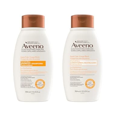 Aveeno Apple Cider Vinegar Clarifying Shampoo & Conditioner Set, Shine Enhancing & Nourishing for Dull Hair, 354 mL Each (Pack of 2)