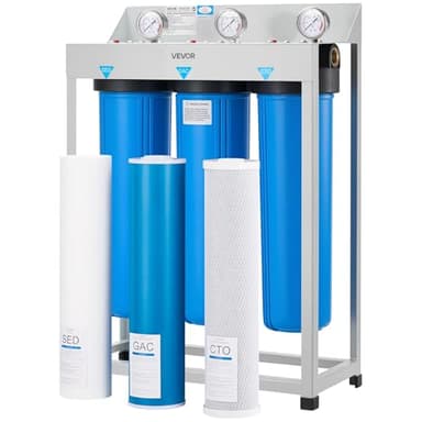 VEVOR Whole House Water Filter System, 3-Stage | Sediment, GAC, CTO | 4.5" x 20" Home Water Purifier Filter Reduce Chlorine, Chemicals, VOCs, Bad Taste, Odor, Rust