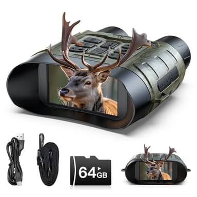 Night Vision Goggles, 112 MP 4K Night Vision Binoculars for Adults, 12X Zoom & 5000mAh Battery, 64GB Card Included, Infrared Vision, 1500ft Range, Perfect for Hunting, Camping & Security