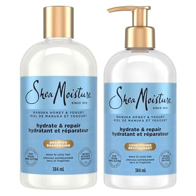 Shea Moisture Hydrate & Repair Shampoo & Conditioner Regimen Pack for extremely dry, brittle hair Manuka Honey & Yogurt strengthening and protecting hair care duo 384 ml Pack of 2