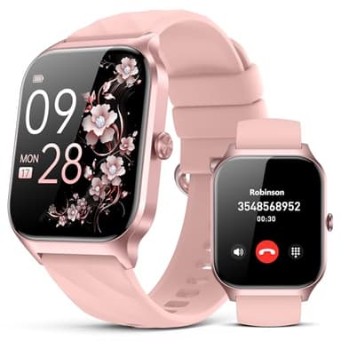 Smart Watch for Women Men - Answer/Make Call, Fitness Tracker Smartwatch for Android iPhone Compatible, Sleep Female Cycle, 120+ Sports Modes Step Counter (Classic, Pink, 1.83)