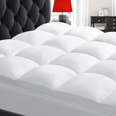 TEXARTIST Mattress Topper King Size Thick Mattress Cover Breathable Cooling Pillow Top Mattress Pad for Back Pain with 8-21" Deep Pockets