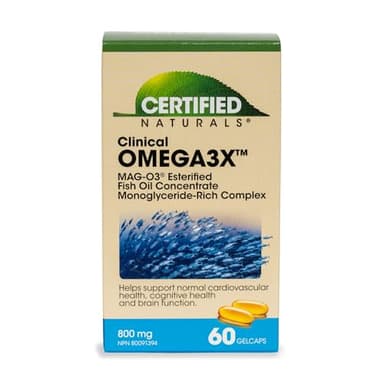 Omega 3X Gelcaps by Certified Naturals - Omega 3 Supplements - Supports Heart Health - Bioavailable - Made in Canada - 60 Gelcaps