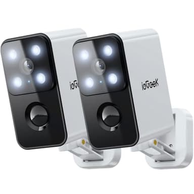 ieGeek Security Cameras Wireless Outdoor Pan Rotating 180° Home Outdoor Security Camera, 2K Battery Powered WiFi Camera with AI Motion Detection, Spotlight/Siren,Color Night Vision,Works w/Alexa(2Pcs)