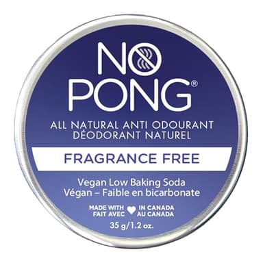 No Pong Fragrance Free Vegan All-Natural Deodorant, Cream Anti-Odourant, Made in Canada, Aluminum-Free, Plastic-Free, For Men and Women