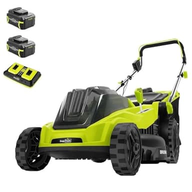 SnapFresh Electric Lawn Mower Cordless - 40V (2 x 20V) 16” Brushless Push Lawn Mower with 4.0Ah Battery x 2 and Fast Charger Included - Battery Operated Lawn Mower with Bagger