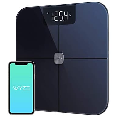WYZE Scale Digital Bathroom Body Weight Scale, Body Fat Smart BMI Scale, Body Composition Analyzer with App Sync Bluetooth, 4 * 1.5V AAA Batteries, 400 lbs - Black
