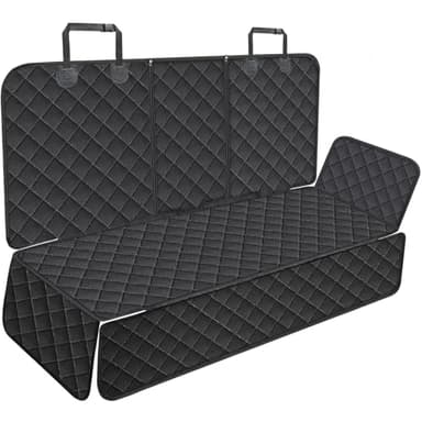 Portin Dog Car Seat Covers Pet Seat Cover, Waterproof Nonslip Bench Rear Seat Cover Compatible for Middle Seat Belt Fits Most Cars Trucks and SUVs MPVs