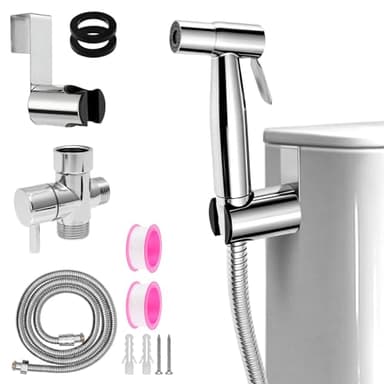 LYDODOKA Handheld Bidet Sprayer for Toilet, Stainless Steel Toilet Bidet Attachment with Adjustable Water Pressure, Handheld Shower Kit for Feminine Wash Bathing Pets Cleaning Nappy (Silver)