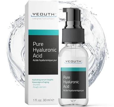 YEOUTH Pure Hyaluronic Acid Serum for Face, Hydrating Acide Hyaluronique, Hyaluronic Acid Pure for Women & Serum Visage Men, Skin Care Facial Serums 1oz